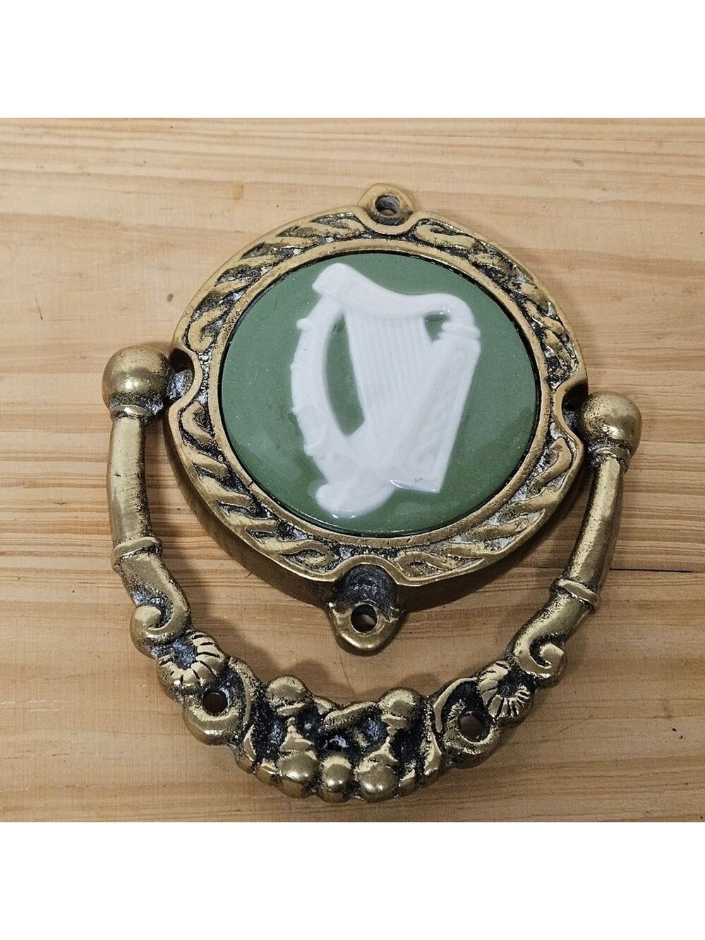 Vintage Irish/ Celtic Harp Brass Door Knocker (as is)